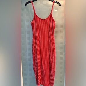 Heart & Hips Red and White Striped Midi Dress